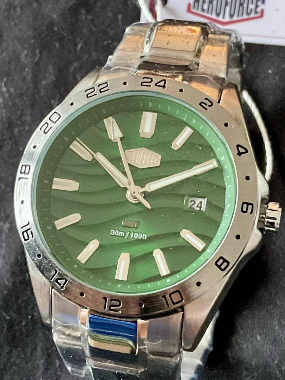 NIB Wavy Desert Dial Heroforce GMT Watch w Tool